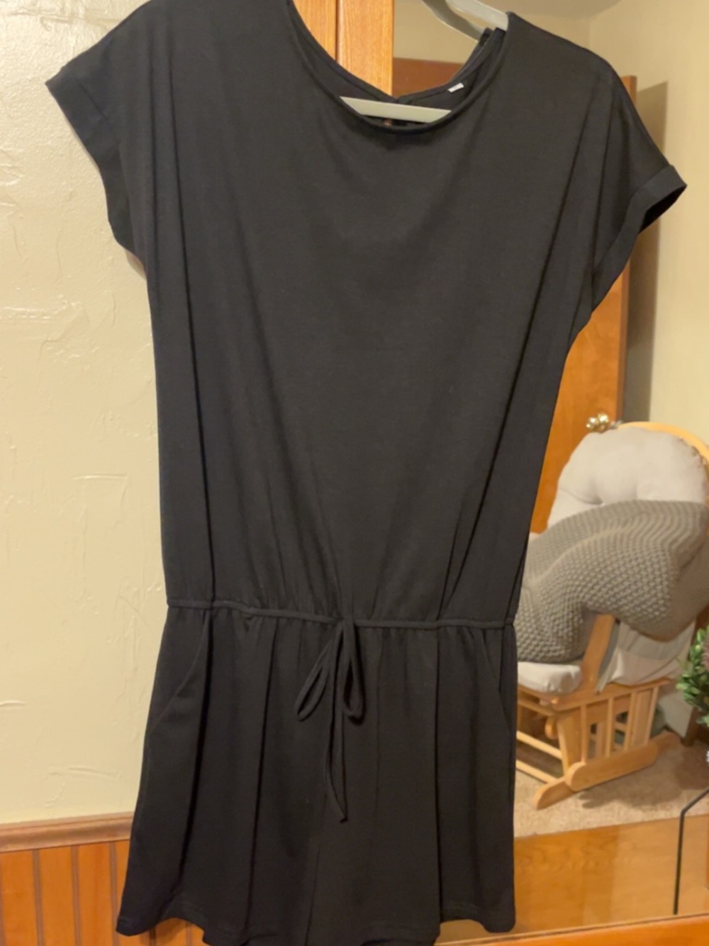 Black Women’s Drawstring Waist Casual Romper